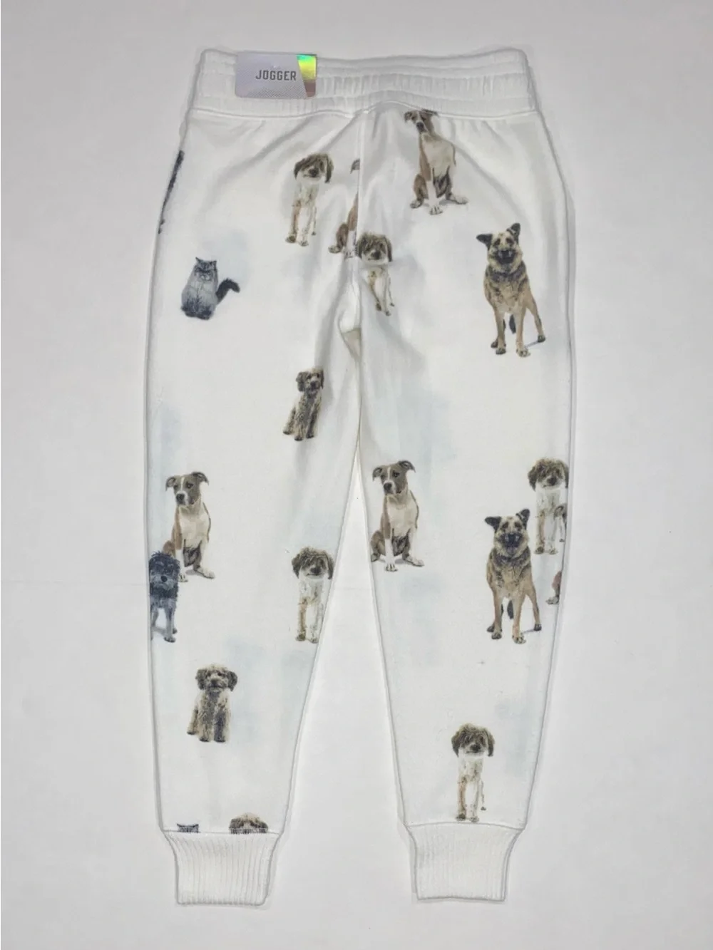 Justice Girls’ Photo Real Dog (Cat) Print Off-White Joggers Size 6